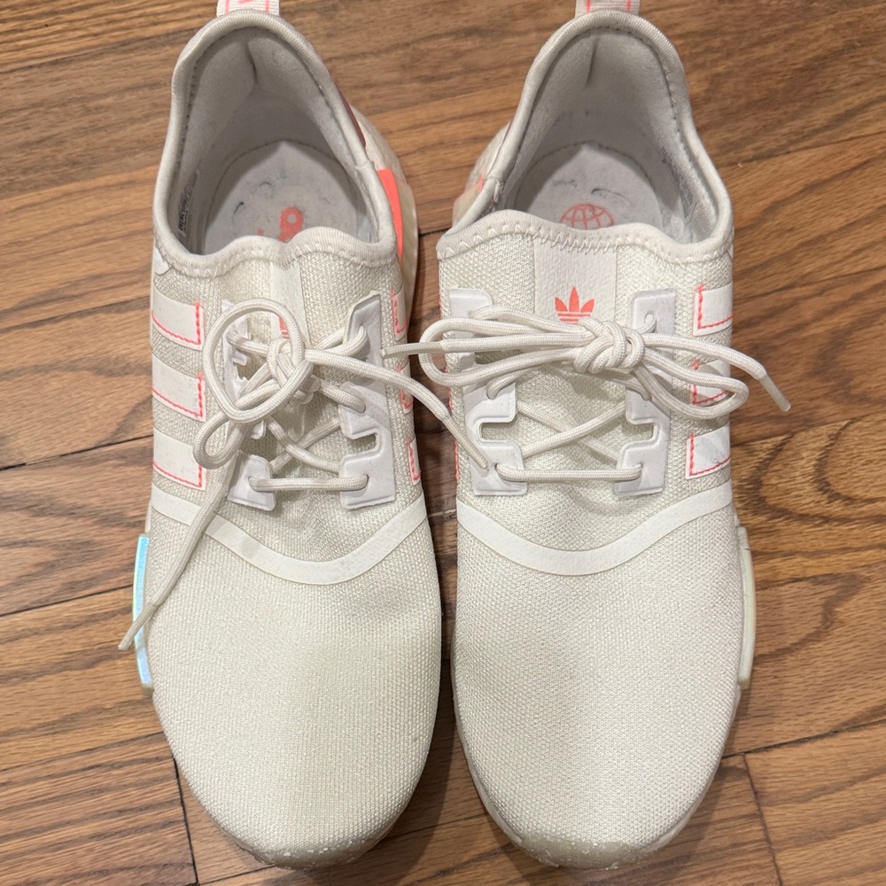 Adidas Women's White Sneakers with Pink Accents - Picture 2 of 6
